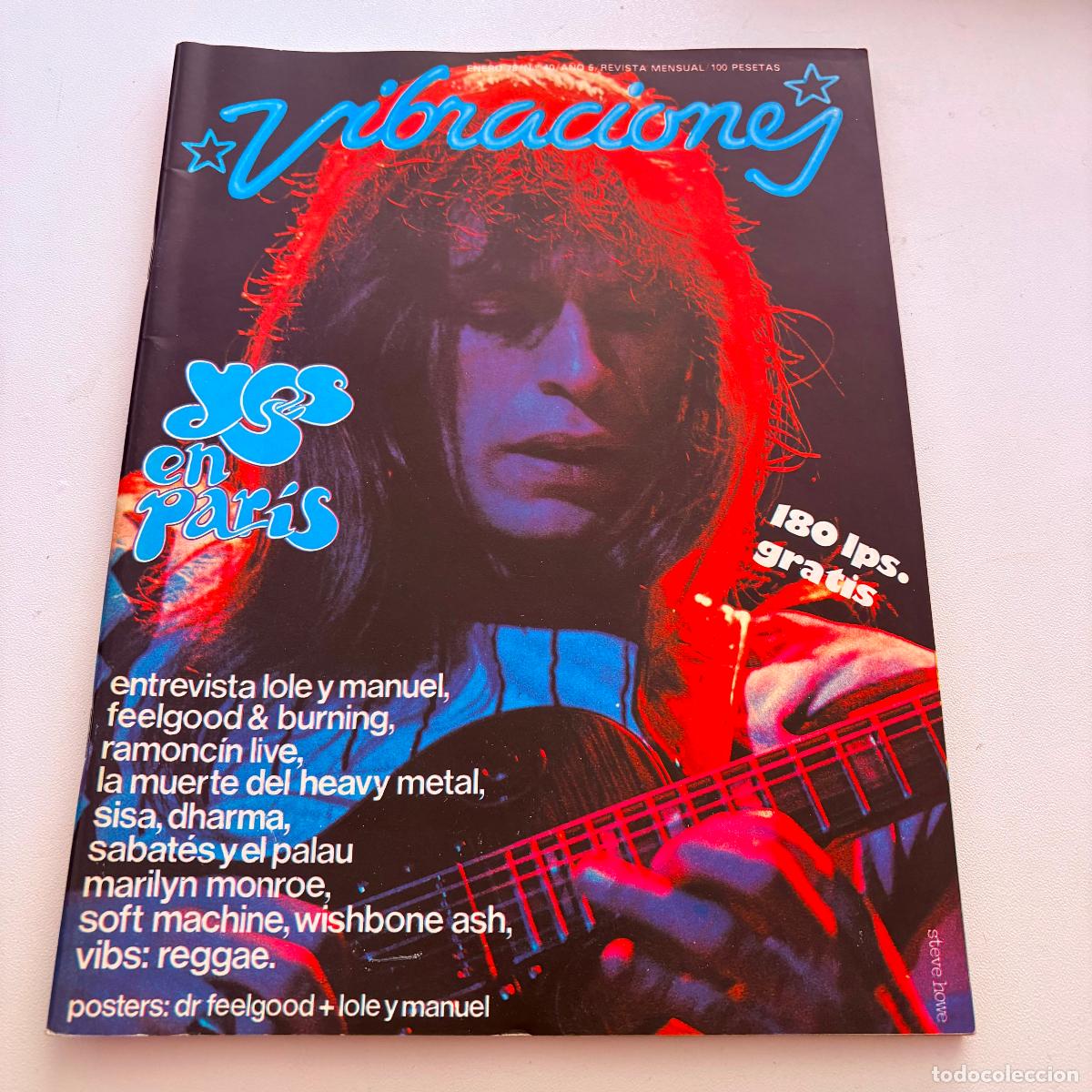 Revistas de m&uacute;sica: revista vibraciones n&ordm; 40 yes ramoncin dr. feelgood INCLUYE POSTER CENTRAL