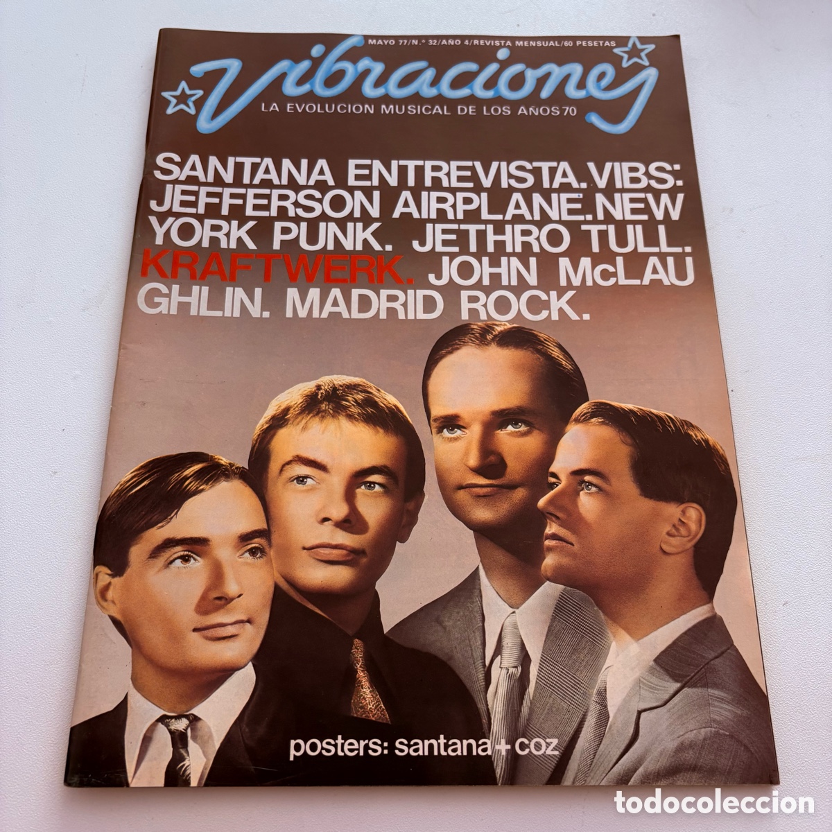 Revistas de m&uacute;sica: revista vibraciones n&ordm; 32 santana new york punk kraftwerk INCLUYE POSTER CENTRAL