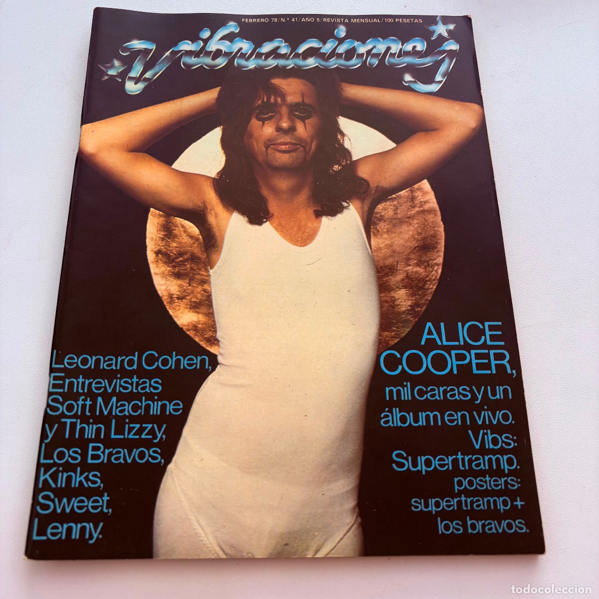 Revistas de m&uacute;sica: revista vibraciones n&ordm; 41 alice cooper thin lizzy supertramp INCLUYE POSTER CENTRAL