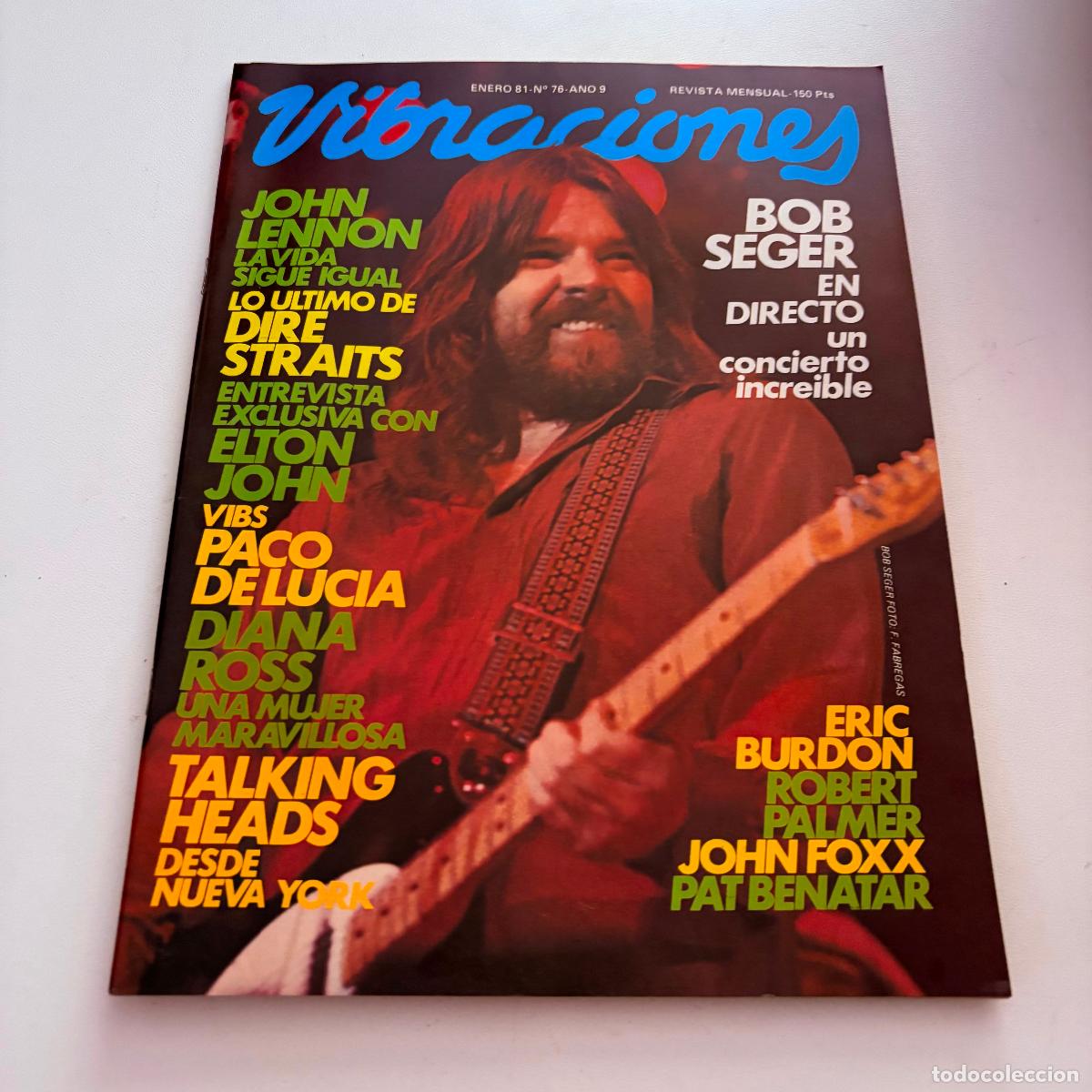 Revistas de m&uacute;sica: revista vibraciones n&ordm; 66 bob seger elton john talking heads john lennon COMPLETA