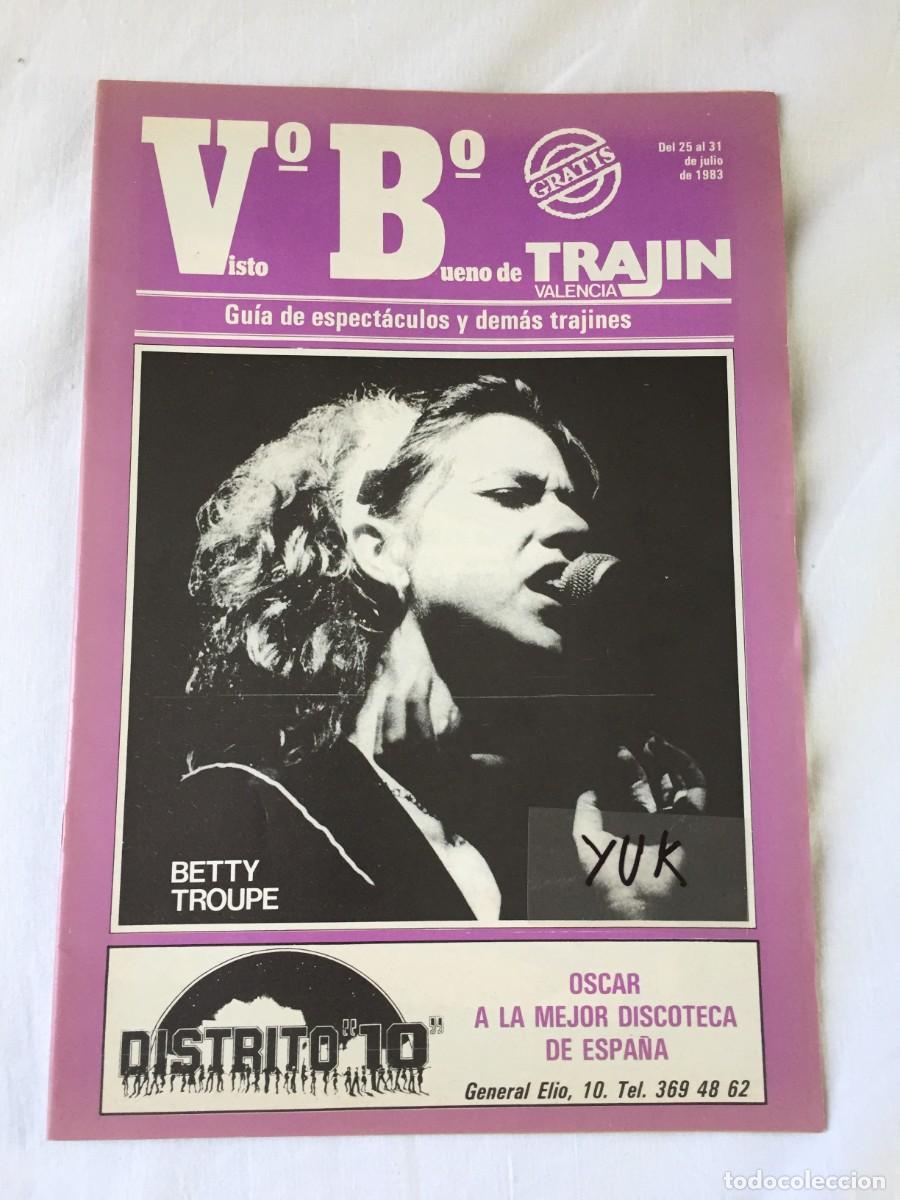 Revistas de m&uacute;sica: Revista Trajin Valencia 1983 - BETTY TROUPE - CINE -MUSICA LA MOVIDA Y DISCOTECAS -RUTA DEL BAKALAO
