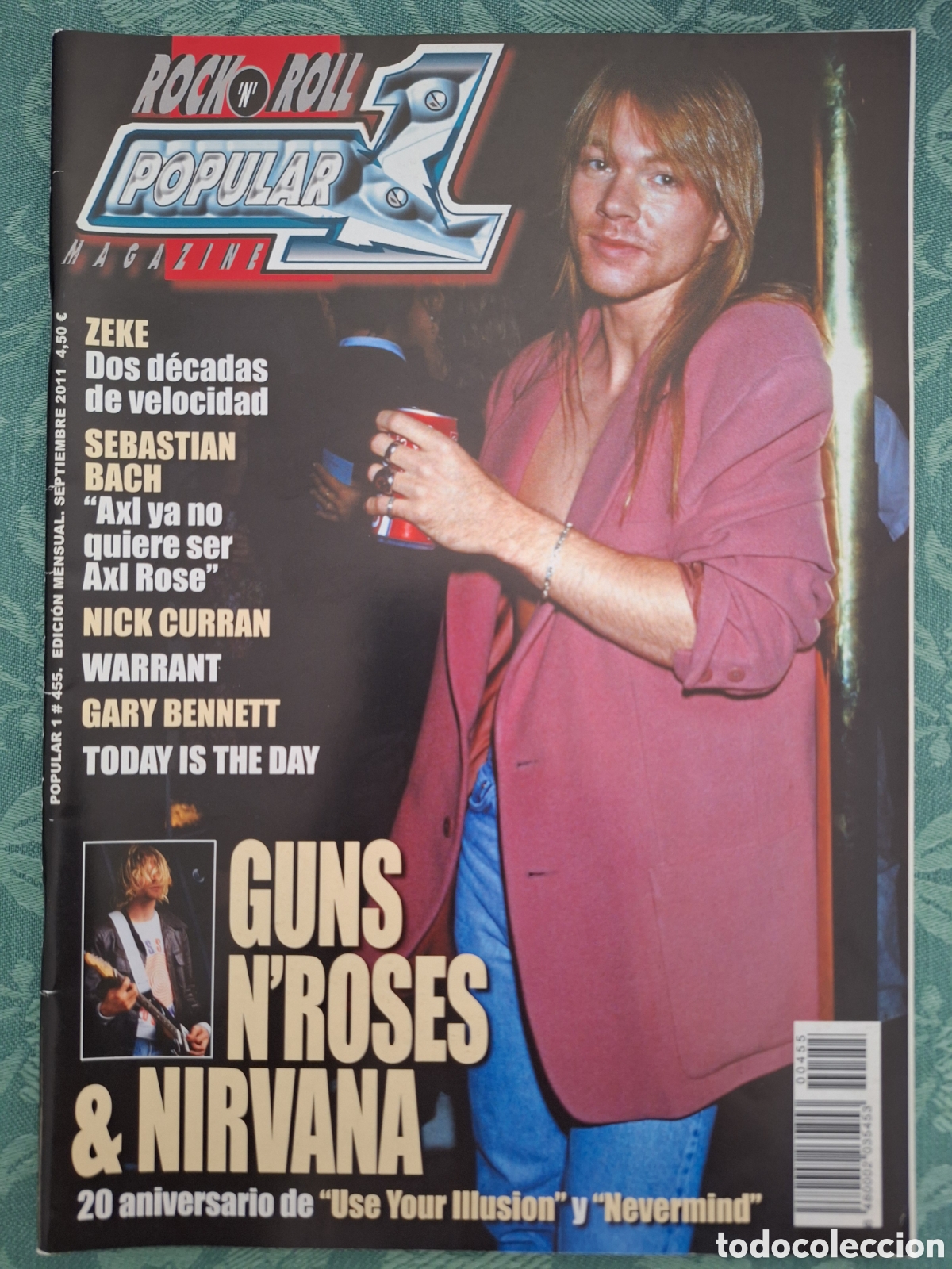 Revistas de m&uacute;sica: POPULAR 1 REVISTA 455 SEPTIEMBRE 2011 GUNS N ROSES NIRVANA ZEKE NICK CURRAN GARY BENNETT