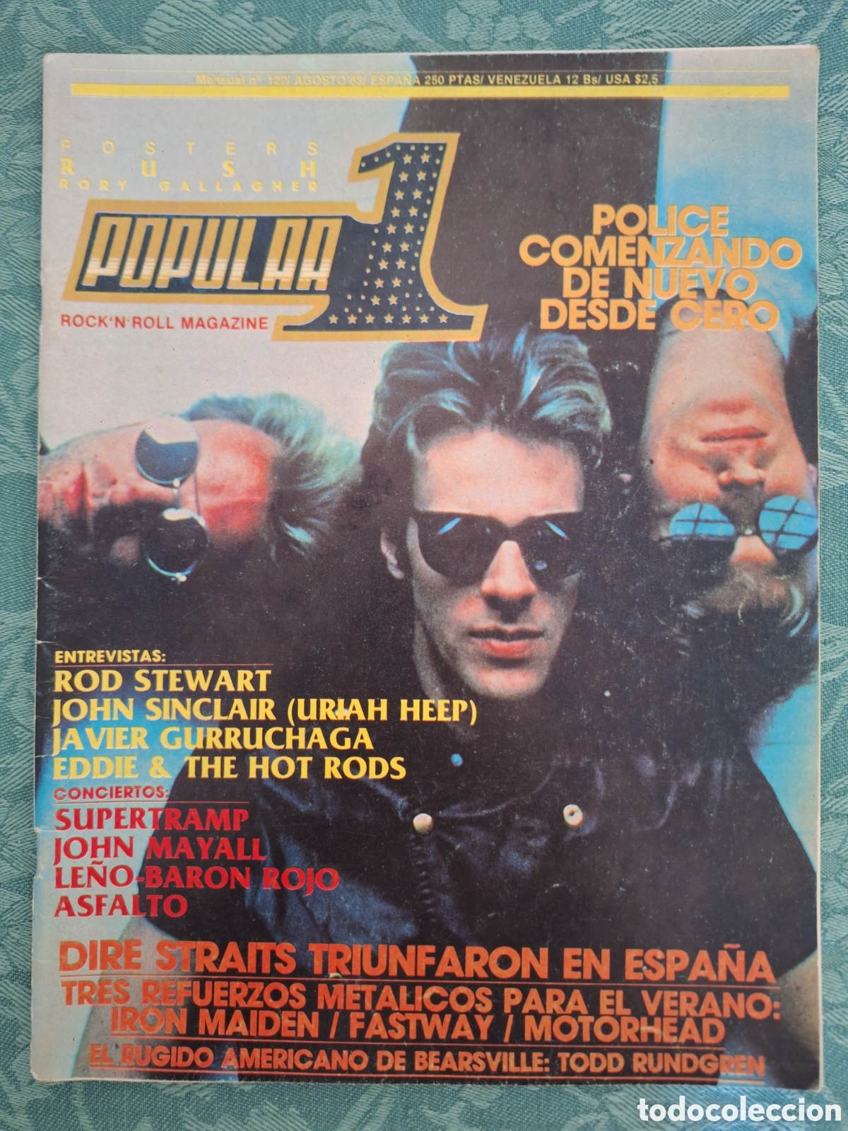Revistas de m&uacute;sica: POPULAR 1 REVISTA 122 AGOSTO 1983 POLICE ROD STEWART JOHN SINCLAIR SUPERTRAMP LE&Ntilde;O BARON ROJO