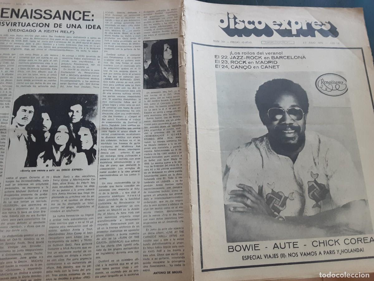 Revistas de m&uacute;sica: DISCO EXPRES N&Uacute;MERO 384, 23JULIO 1976, JAZZ ROCK, VAINICA DOBLE, CAN&Ccedil;O EN CANET.