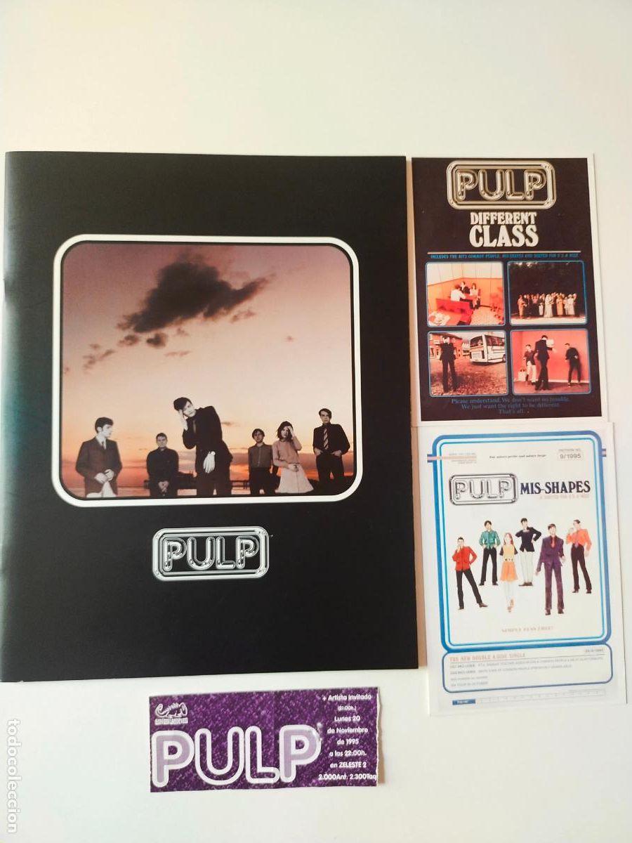 Revistas de m&uacute;sica: PULP- TOUR PROGAM 1995- FIRMADO POR LA BANDA + ENTRADA ORIGINAL BARCELONA 1995+2 POSTALES.