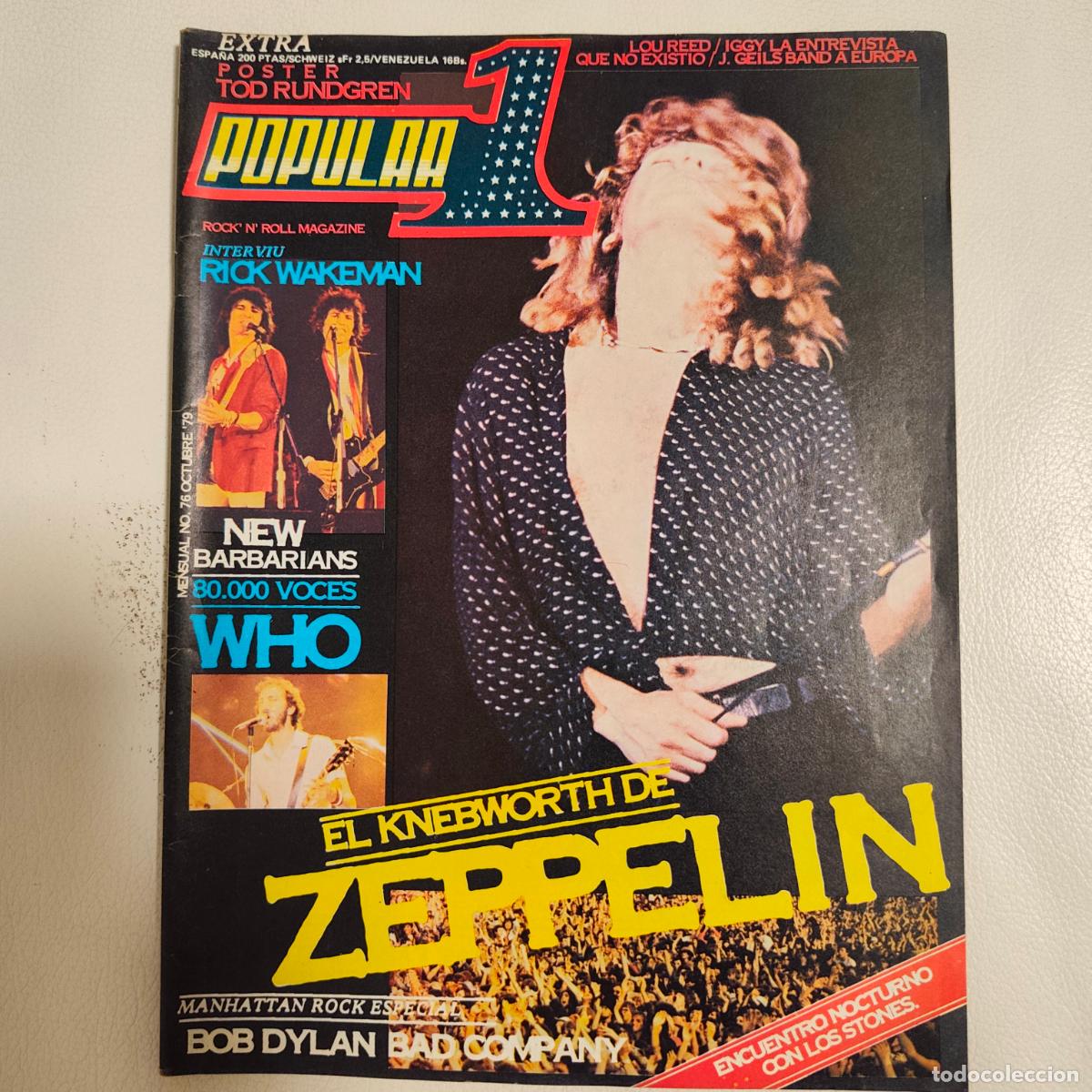 Revistas de m&uacute;sica: REVISTA POPULAR 1 N&ordm; 76 OCTUBRE 1979 MIGUEL BOS&Eacute; ANUNCIANDO KELME STONES ROD STEWAR IGGY POP DYLAN