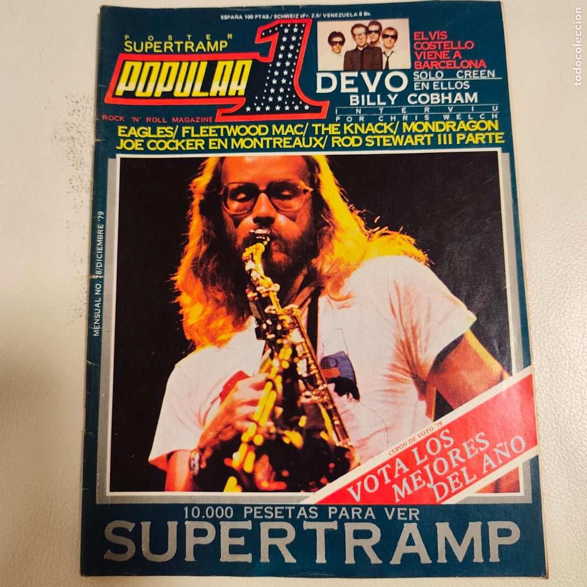Revistas de m&uacute;sica: REVISTA POPULAR 1 n&ordm; 78 DICIEMBRE 79 SUPERTRAMP ELVIS COSTELLO EAGLES FLEETWOOD MAC DEVO ROD STEWAR
