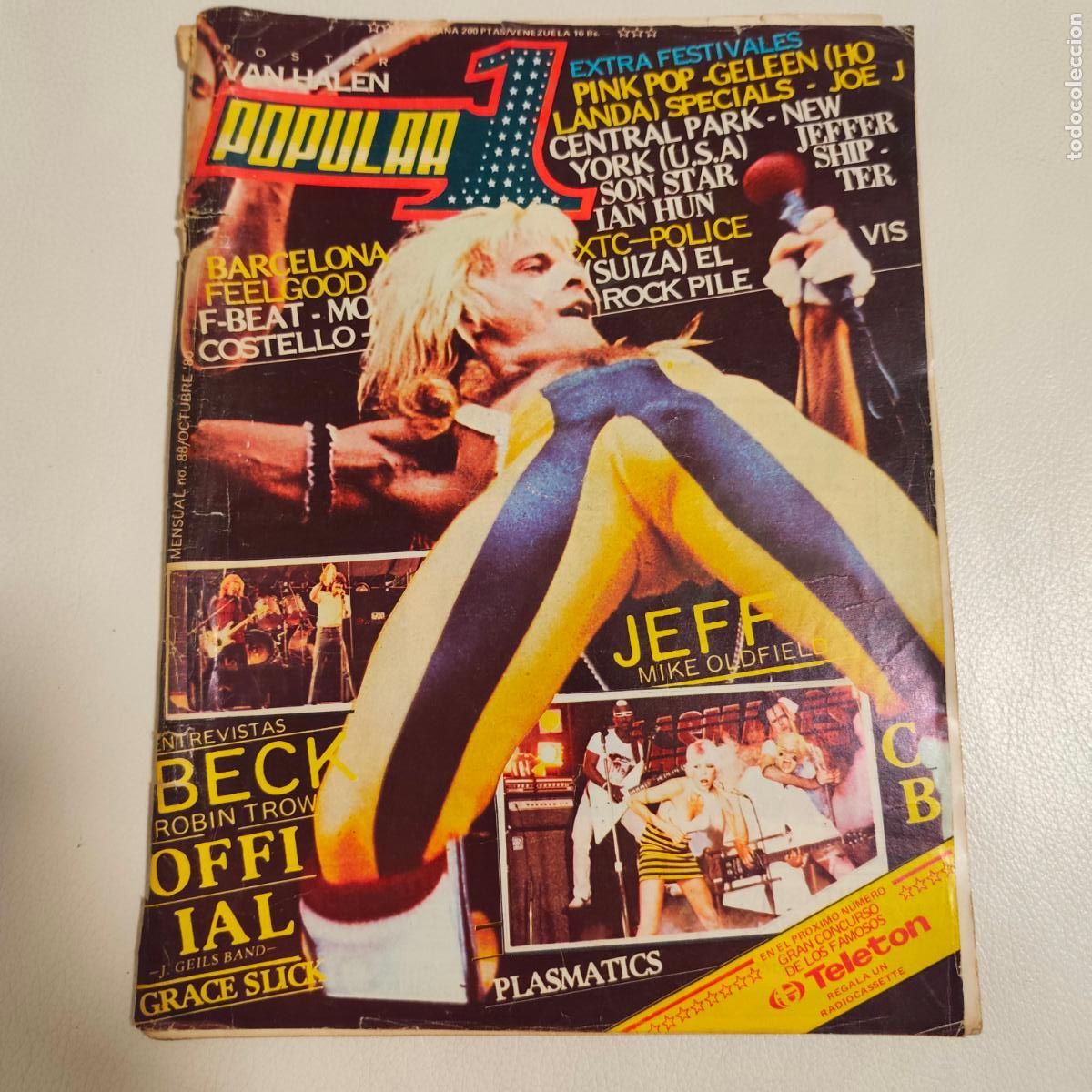 Revistas de m&uacute;sica: REVISTA POPULAR 1 -- N&ordm; 88 -- VAN HALEN / MIKE OLDFIELD -- SIN POSTER --EXTRA FESTIVALES 1980 -