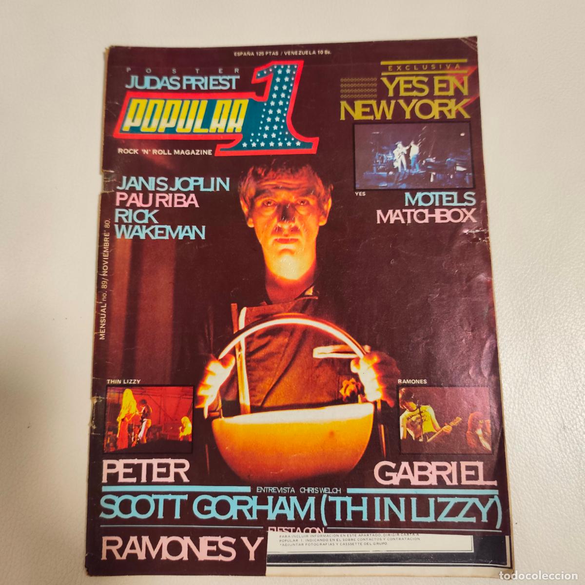 Revistas de m&uacute;sica: REVISTA POPULAR 1 N' 89 MAGAZINE YES MIKE OLDFIELD THIN LIZZY RAMONES JOPLIN SIN POSTER