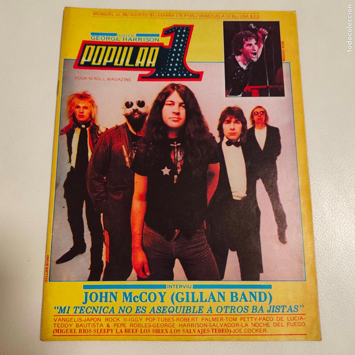 Revistas de m&uacute;sica: Revista popular 1 n&uacute;mero 98 Iggy Pop Paco de Luc&iacute;a Joe Cocker SIN POSTER