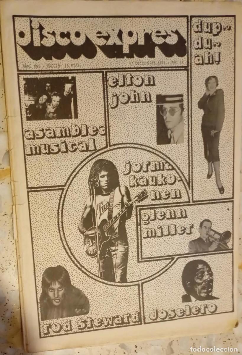 Revistas de m&uacute;sica: Disco Expres, n&ordm; 406, 1976, Elton John, Asamblea Musical, Rod Steward...