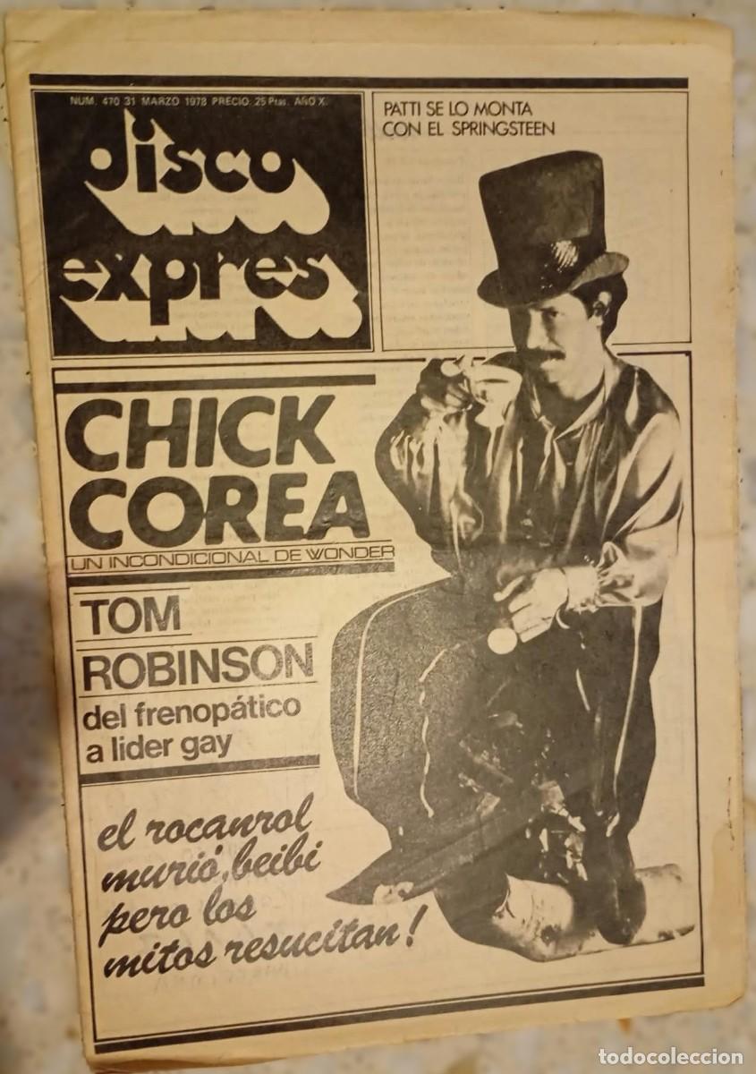 Revistas de m&uacute;sica: DISCO EXPRES N&ordm; 470, CHICK COREA, TOM ROBINSON, PATTI SMITH, POSTER JIM CAPALDI...