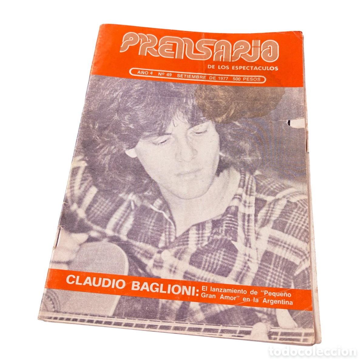 Revistas de m&uacute;sica: revista prensario de los espect&aacute;culos n&ordm; 49 1977 claudio baglioni peque&ntilde;o gran amor