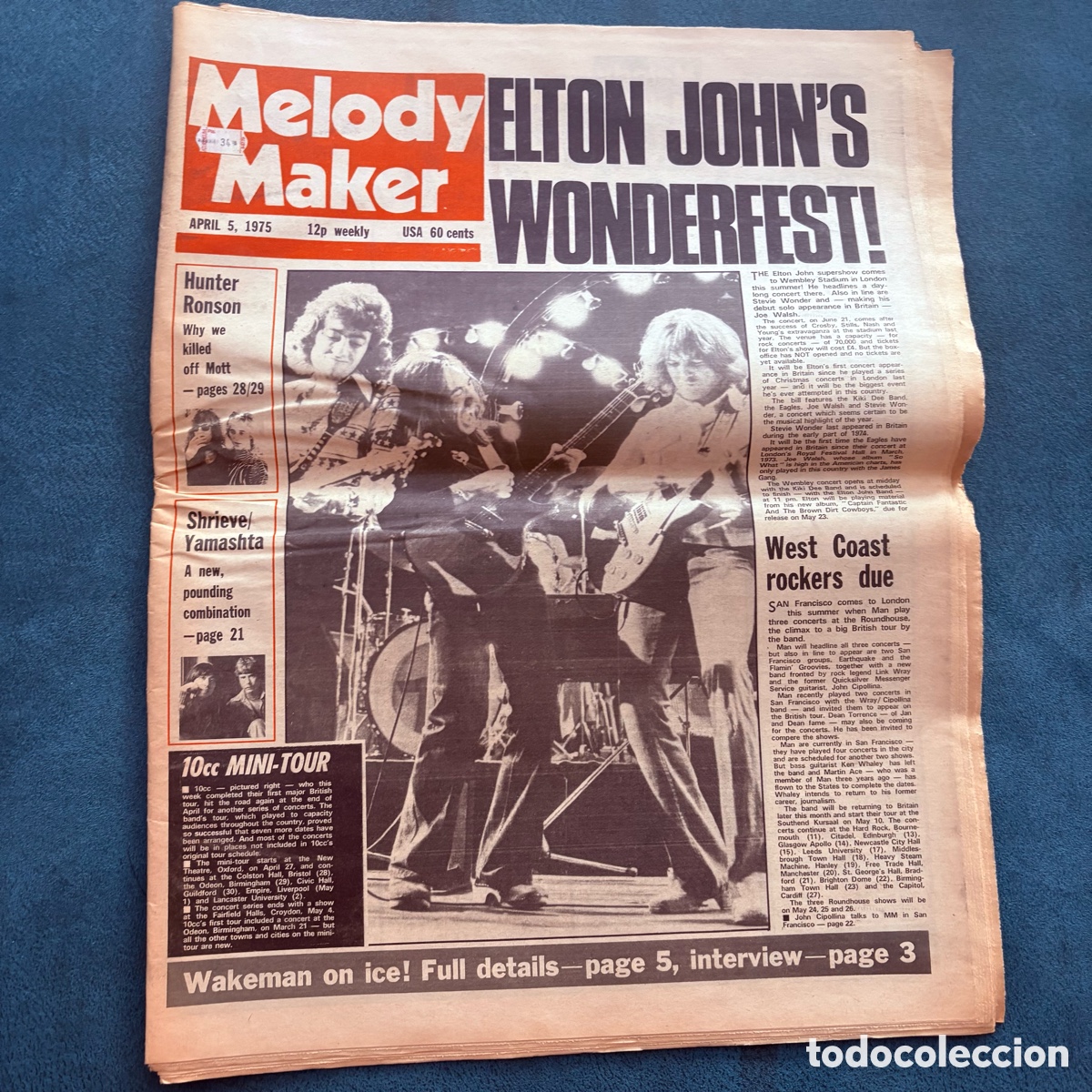 Revistas de m&uacute;sica: revista periodico melody maker 5 abril 1975