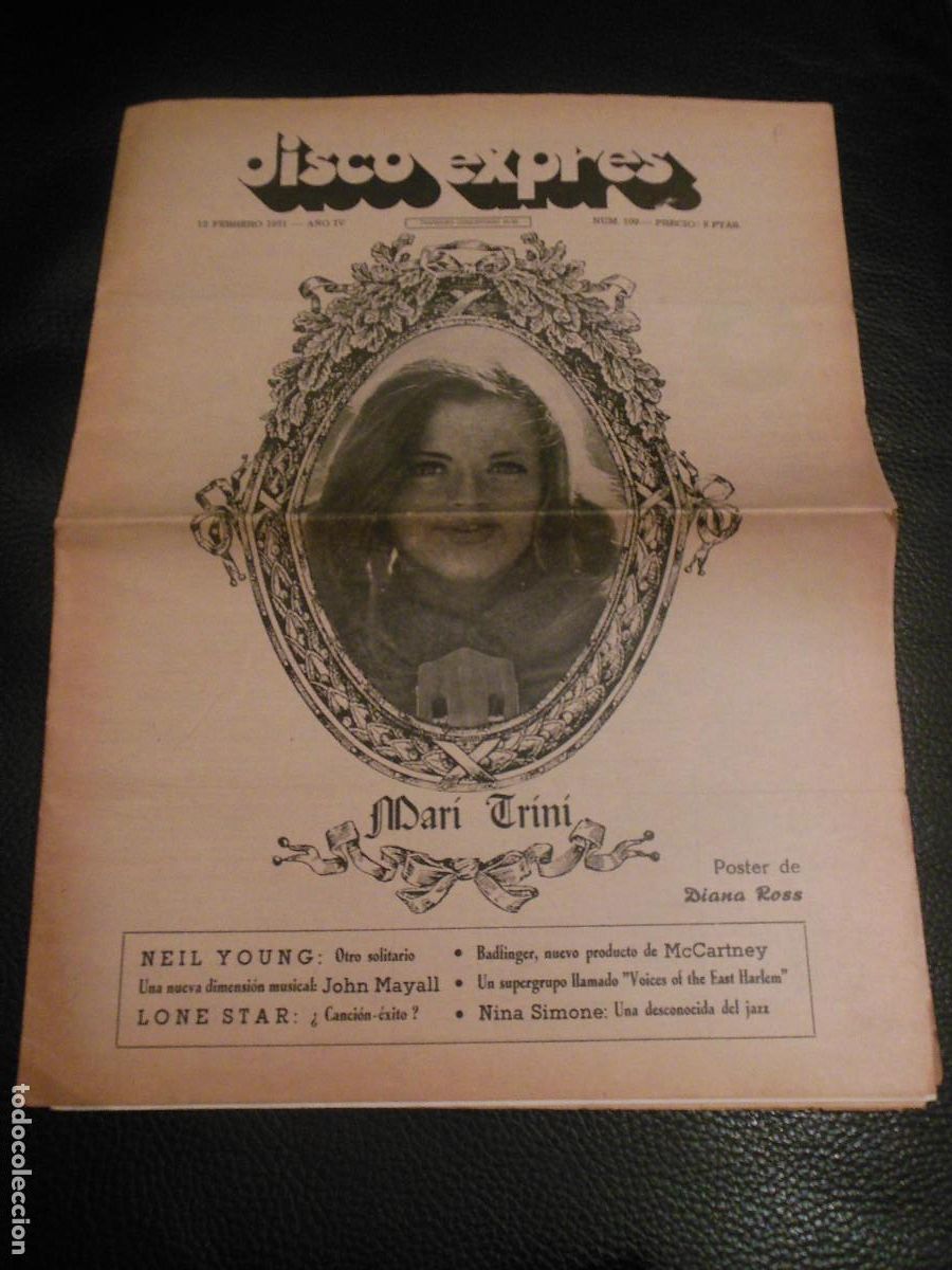 Revistas de m&uacute;sica: REVISTA DISCO EXPRES N&ordm; 109 MARI TRINI CON POSTER NEIL YOUNG LONE STAR JOHN MAYALL THE BEATLES 1971