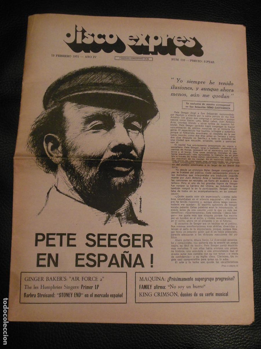 Revistas de m&uacute;sica: REVISTA DISCO EXPRES N&ordm; 110 PETE SEEGER GINGER BAKER0S BARBARA STREISAND MAQUINA KING CRIMSON 1971