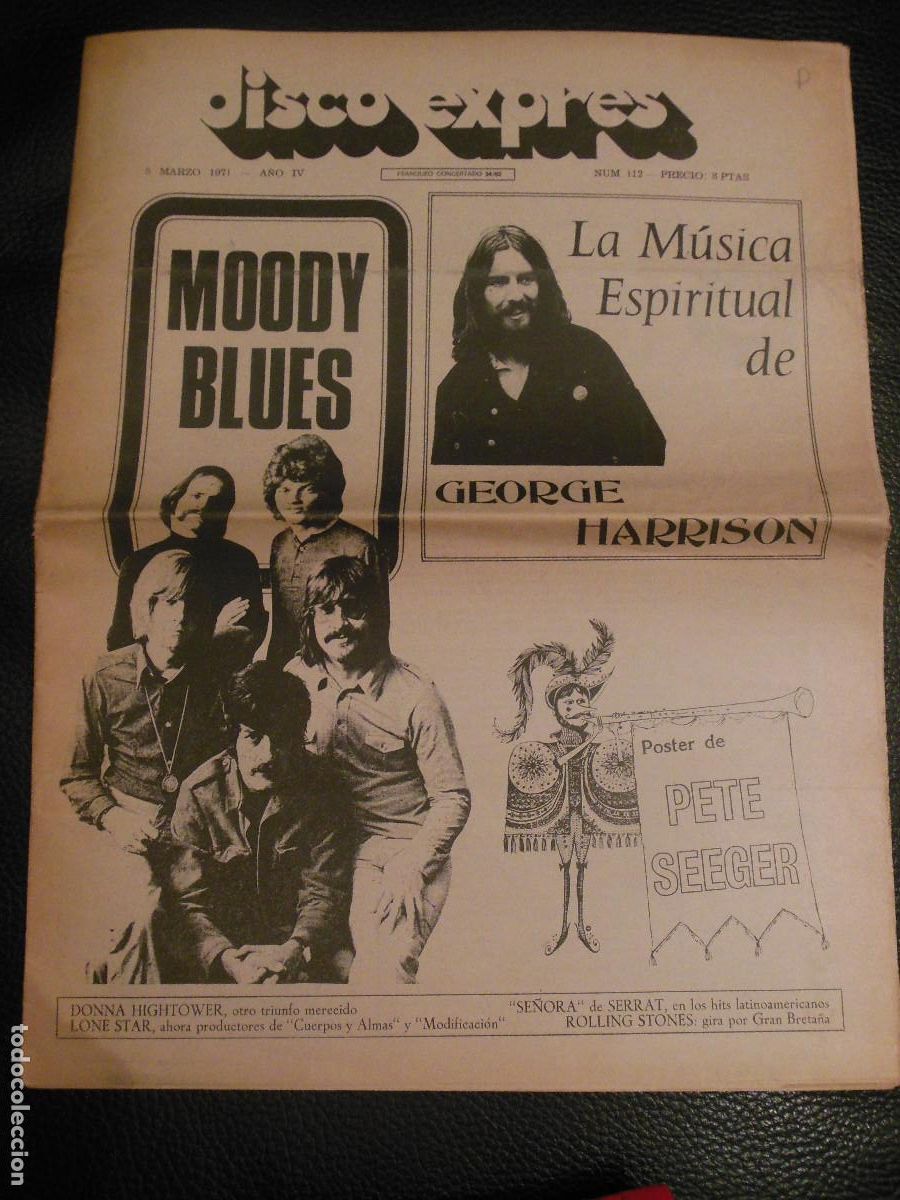 Revistas de m&uacute;sica: REVISTA DISCO EXPRES N&ordm; 112 MOODY BLUES THE BEATLES ROLLING STONES SERRAT LONE STAR 1971 CON POSTER