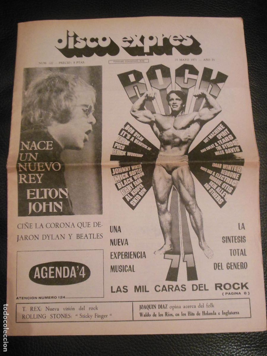 Revistas de m&uacute;sica: REVISTA DISCO EXPRES N&ordm; 122 ELTON JOHN T. REX ROLLING STONES JOAQUIN DIAZ COHEN SCHWARZENEGGER 1971