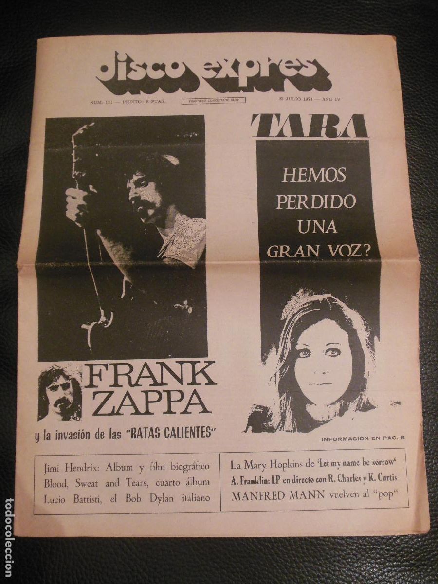 Revistas de m&uacute;sica: REVISTA DISCO EXPRES N&ordm; 131 FRANK ZAPPA WHO JIMI HENDRIX MANFRED MANN MARY HOPKINS PEKENIKES 1971