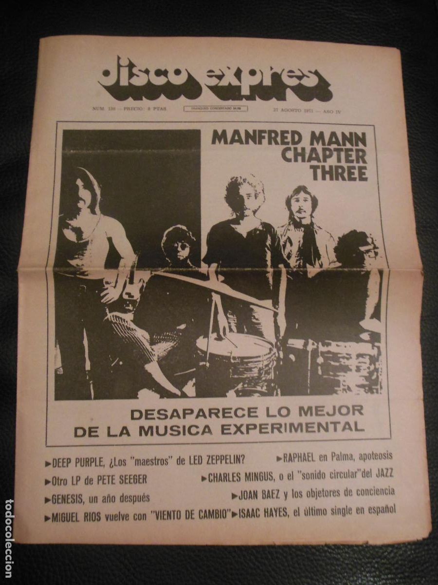 Revistas de m&uacute;sica: REVISTA DISCO EXPRES N&ordm; 136 MANFRED MANN DEEP PURPLE GENESIS MIGUEL RIOS RAPHAEL JOAN BAEZ 1971