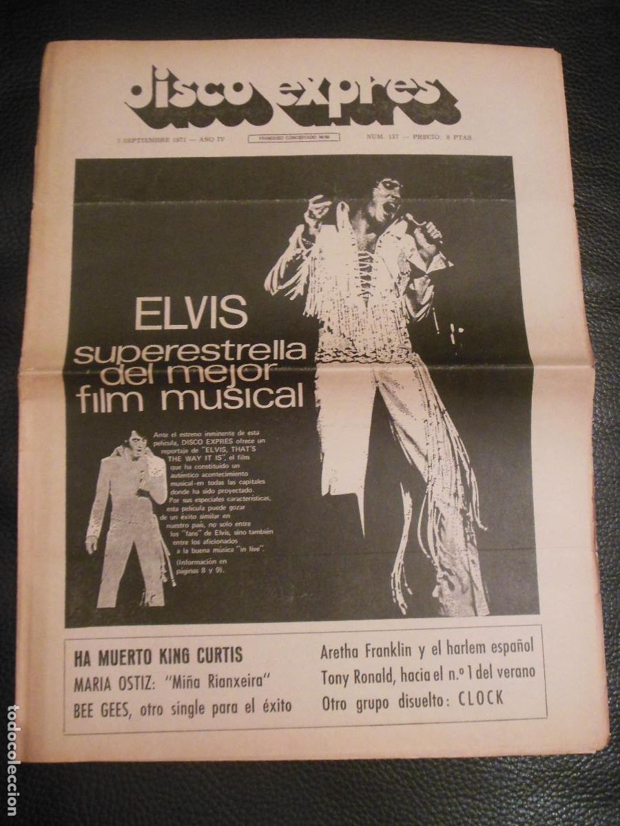 Revistas de m&uacute;sica: REVISTA DISCO EXPRES N&ordm; 137 ELVIS PRESLEY KING CURTIS JOHN MAYALL BEE GEES ARETHA FRANKLIN 1971