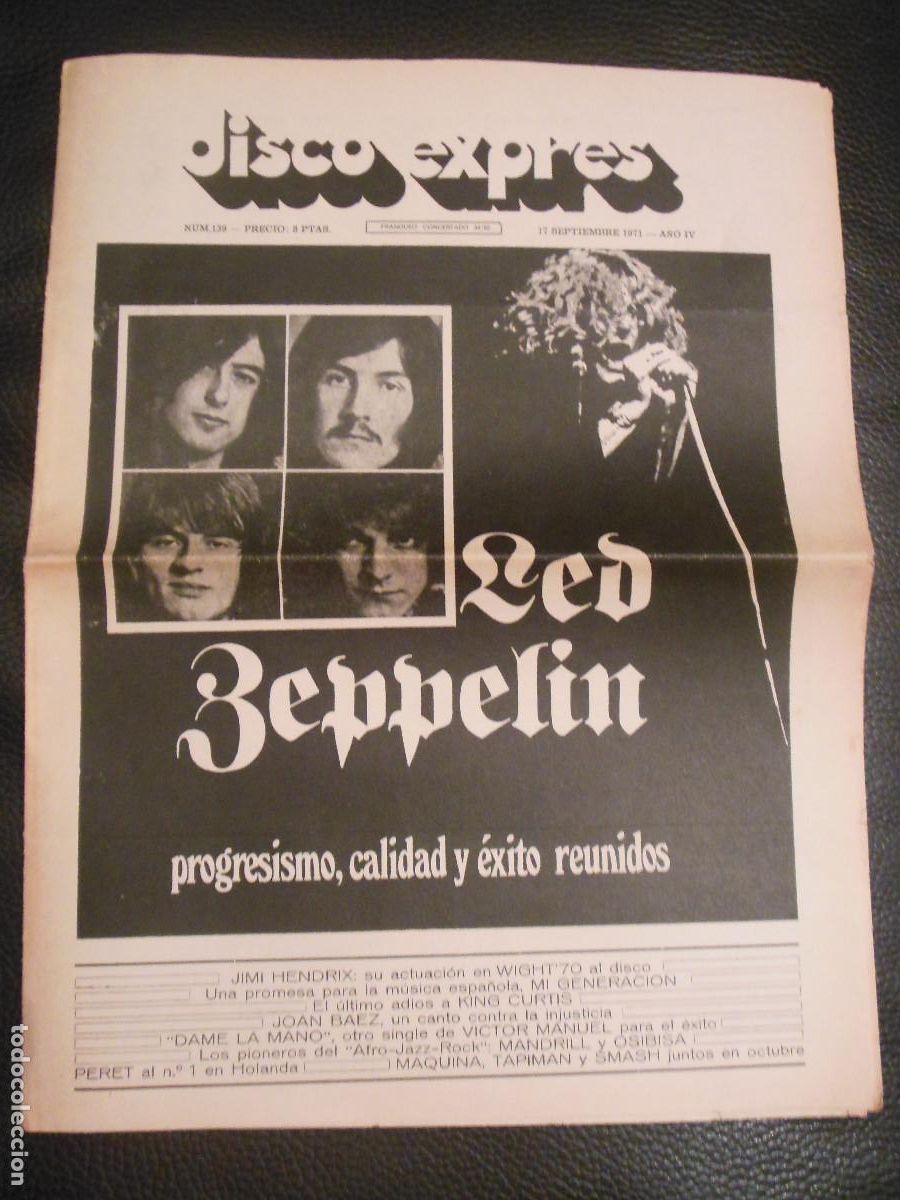 Revistas de m&uacute;sica: REVISTA DISCO EXPRES N&ordm; 139 LED ZEPPELIN JIMI HENDRIX KING CURTIS T. REX BOB DYLAN JAMES BROWN 1971