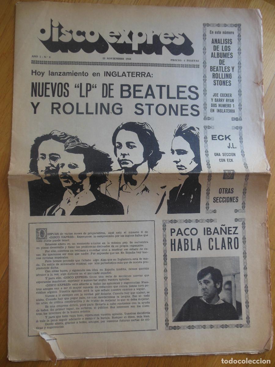 Riviste di musica: REVISTA DISCO EXPRES N&ordm; 0 LOS BEATLES ROLLING STONES PACO IBA&Ntilde;EZ RAPHAEL SERRAT MIGUEL RIOS 1968