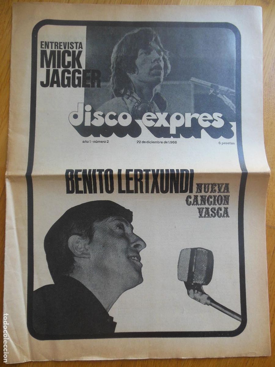 Riviste di musica: REVISTA DISCO EXPRES N&ordm; 2 LOS ROLLING STONES BEATLES BRINCOS BENITO LERTXUNDI JOHN MAYALL 1968