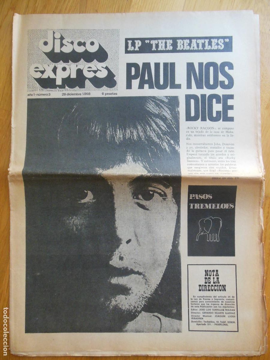 Riviste di musica: REVISTA DISCO EXPRES N&ordm; 3 THE BEATLES LONE STAR PASOS ERIC BURDON BOYCE HART TREMELOES 1968