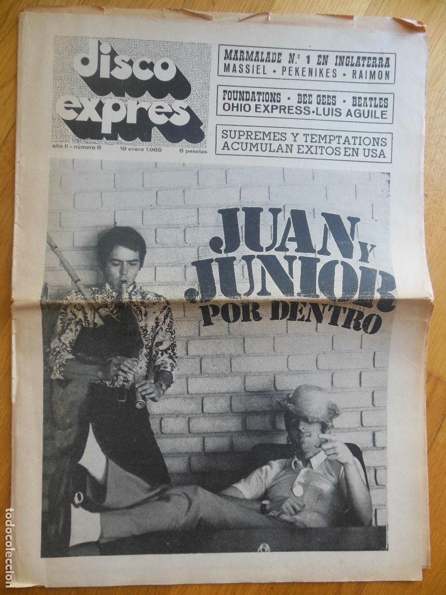 Riviste di musica: REVISTA DISCO EXPRES N&ordm; 6 THE BEATLES JUAN Y JUNIOR BEE GEES AGUILE PEKENIKES ELVIS PRESLEY 1969