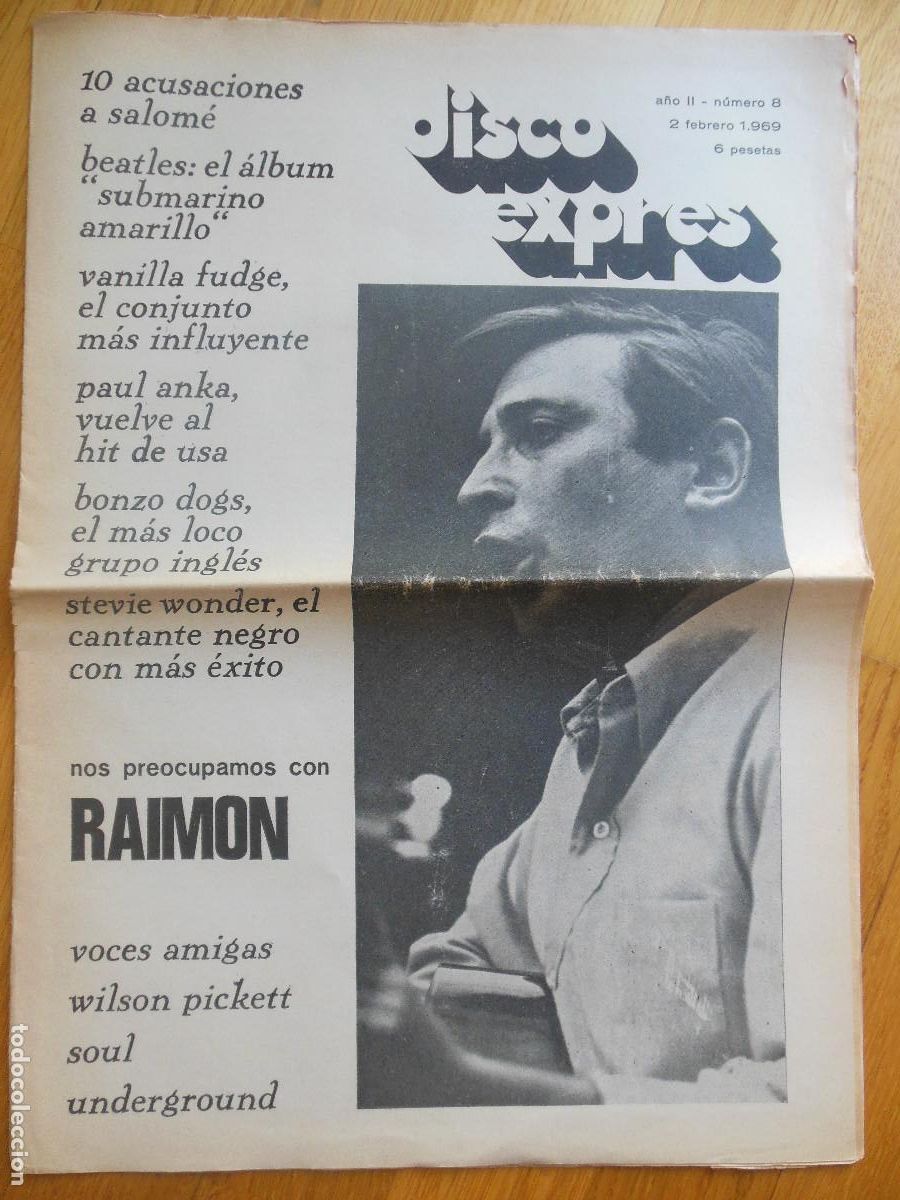 Riviste di musica: REVISTA DISCO EXPRES N&ordm; 8 RAIMON THE BEATLES BOBBY GOLDSBORO PAUL ANKA STEVIE WONDER 1969 MUSICA