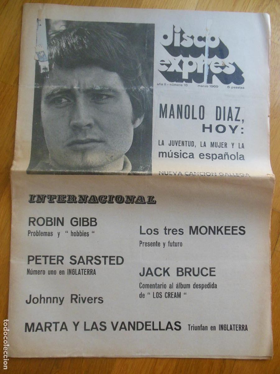 Riviste di musica: REVISTA DISCO EXPRES N&ordm; 15 MANOLO DIAZ ROBIN GIBB MONKEES PETER SARSTEDT JOHNNY RIVERS BEATLES 1969