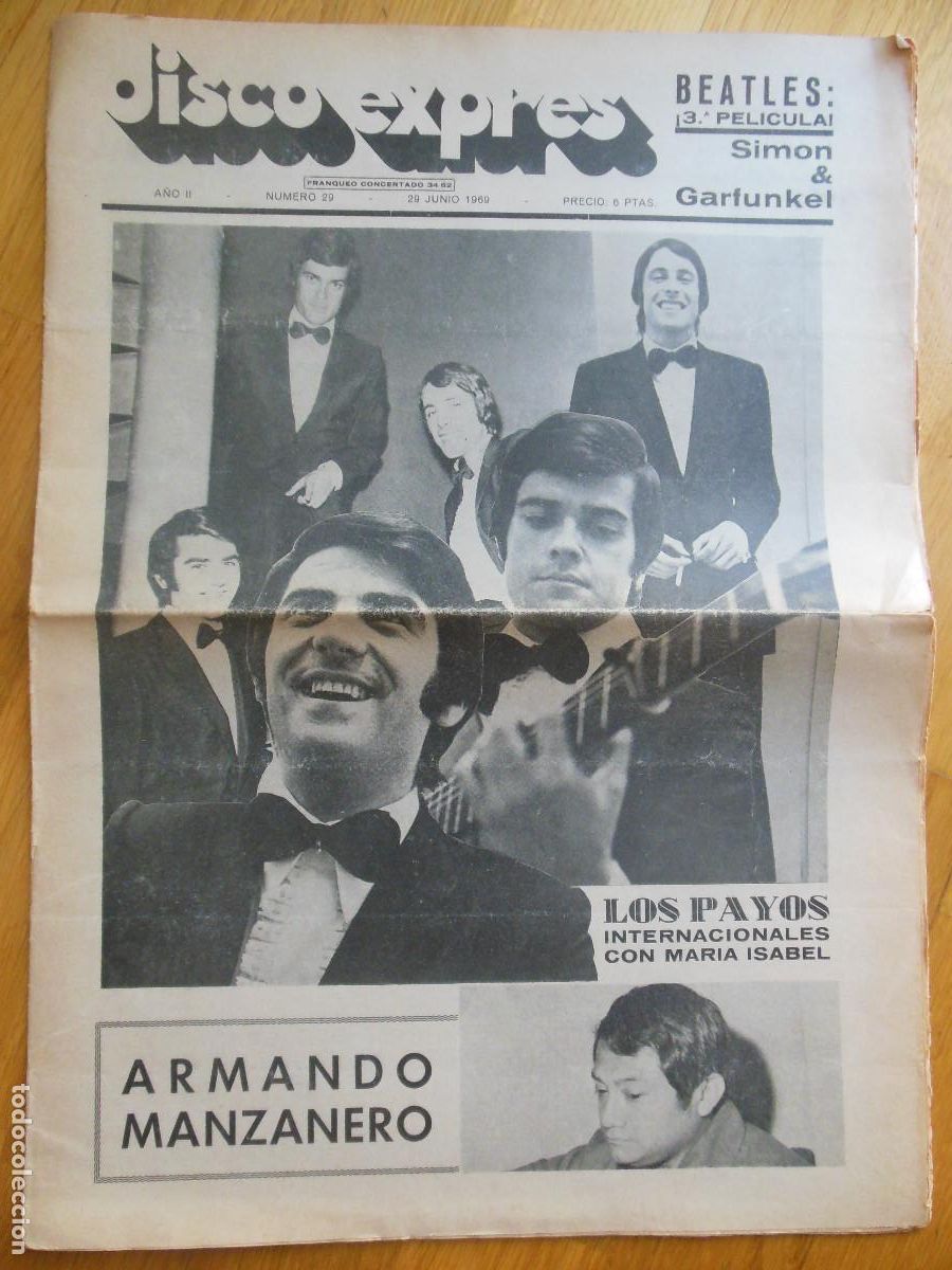 Revistas de m&uacute;sica: REVISTA DISCO EXPRES N&ordm; 29 THE BEATLES ROLLING STONES SIMON & GARFUNKEL LONE STAR LOS PAYOS 1969