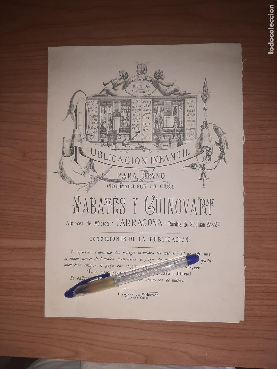 Revistas de m&uacute;sica: SABATES Y GUINOVART PUBLICACI&Oacute;N INFANTIL PARA PIANO TARRAGONA FINALES DEL XIX