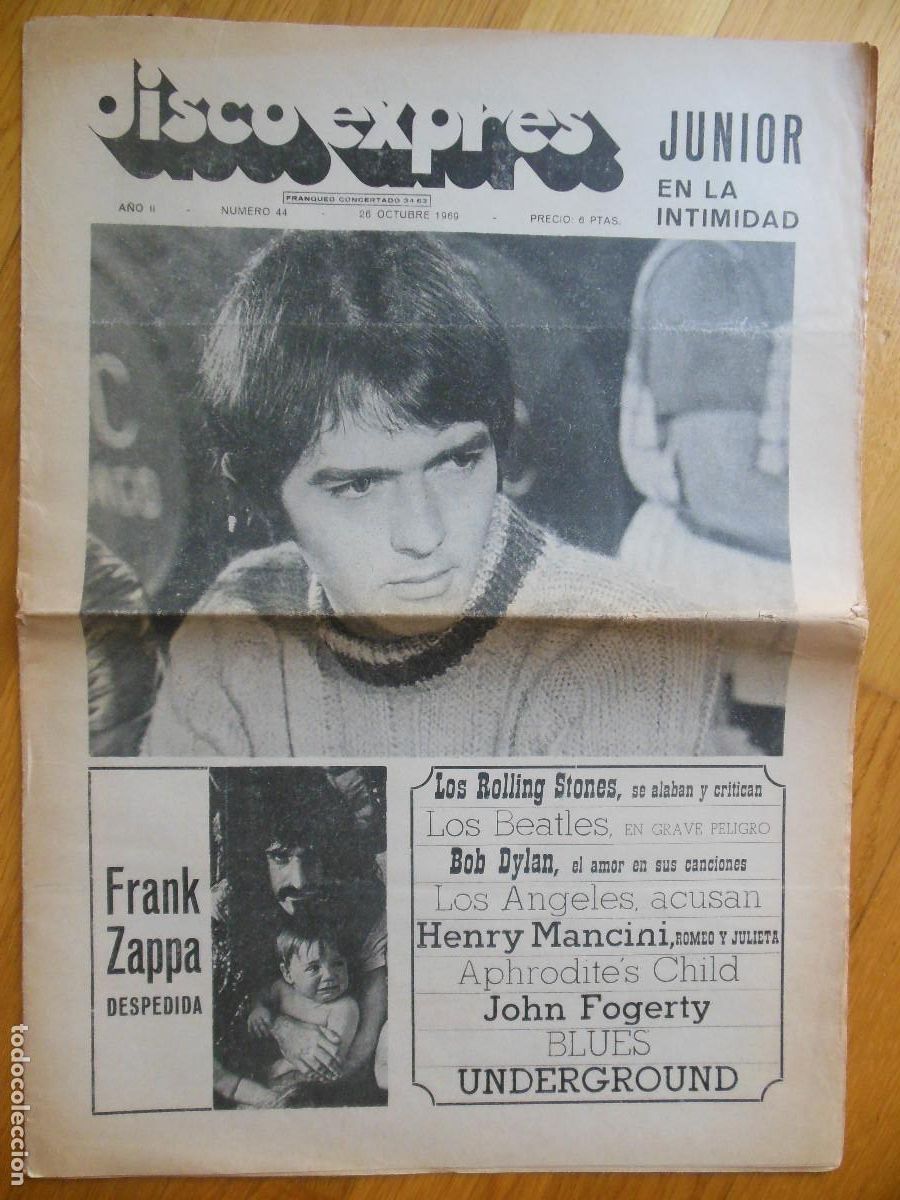 Revistas de m&uacute;sica: REVISTA DISCO EXPRES N&ordm; 44 THE BEATLES ROLLING STONES JUNIOR FRANK ZAPPA NINO BRAVO MIGUEL RIOS 1969