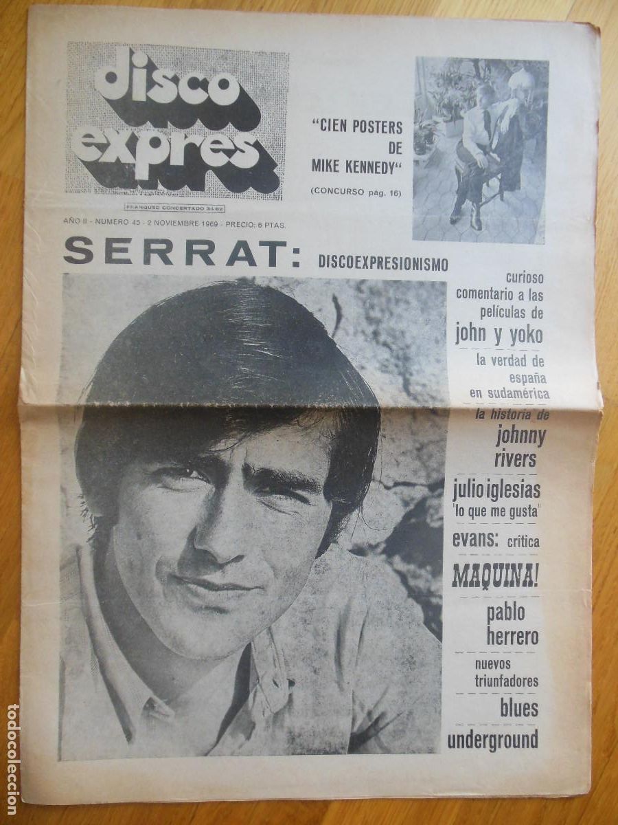 Revistas de m&uacute;sica: REVISTA DISCO EXPRES N&ordm; 45 THE BEATLES ROLLING STONES MIKE KENNEDY JOHNNY RIVERS SERRAT 1969