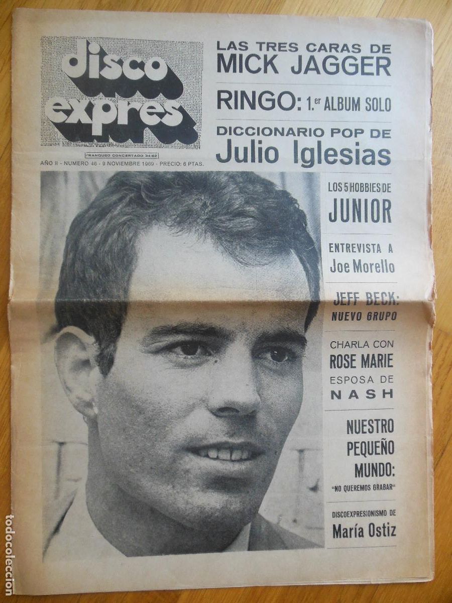 Revistas de m&uacute;sica: REVISTA DISCO EXPRES N&ordm; 46 THE BEATLES ROLLING STONES JULIO IGLESIAS JUNIOR NASH NINO BRAVO 1969