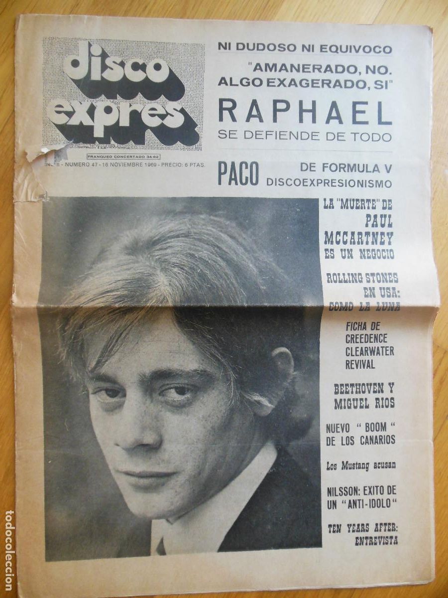 Revistas de m&uacute;sica: REVISTA DISCO EXPRES N&ordm; 47 THE BEATLES ROLLING STONES PEKENIKES RAPHAEL FORMULA V MIGUEL RIOS 1969