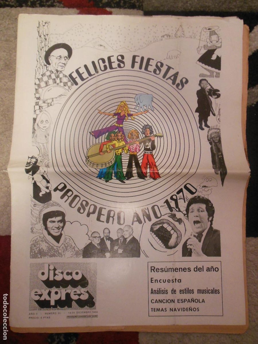 Revistas de m&uacute;sica: REVISTA DISCO EXPRES N&ordm; 51 THE BEATLES ROLLING STONES ELVIS PRESLEY NINO BRAVO 1969 FELICES FIESTAS