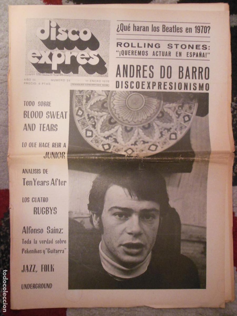 Revistas de m&uacute;sica: REVISTA DISCO EXPRES N&ordm; 54 THE BEATLES ROLLING STONES JOHN MAYALL ANDRES DO BARRO BLOOD SWEAT 1970