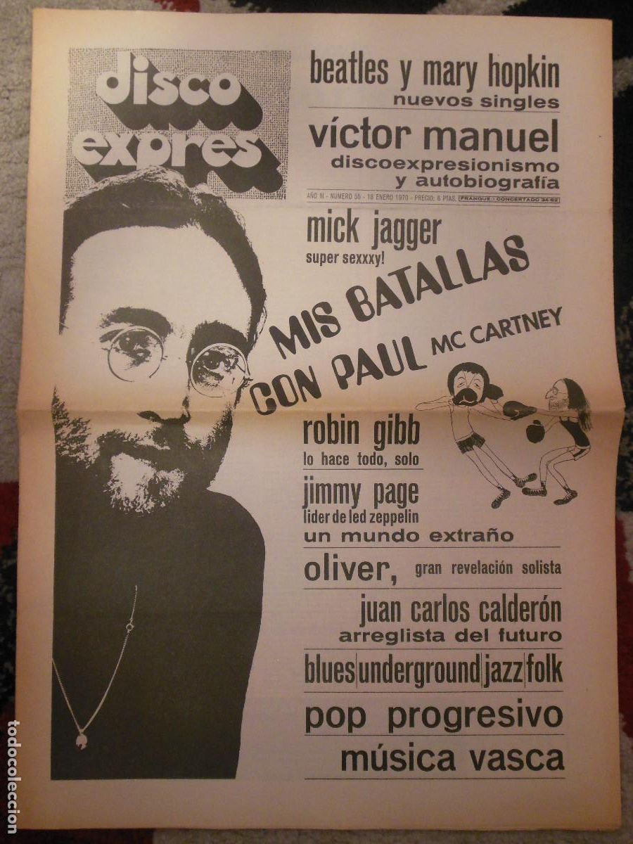 Revistas de m&uacute;sica: REVISTA DISCO EXPRES N&ordm; 55 THE BEATLES ROLLING STONES VICTOR MANUEL JOHN MAYALL 1970