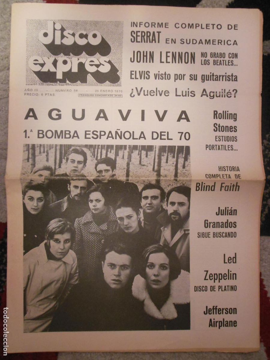 Revistas de m&uacute;sica: REVISTA DISCO EXPRES N&ordm; 56 THE BEATLES ROLLING STONES ELVIS PRESLEY SERRAT LED ZEPPELIN AGUILE 1970