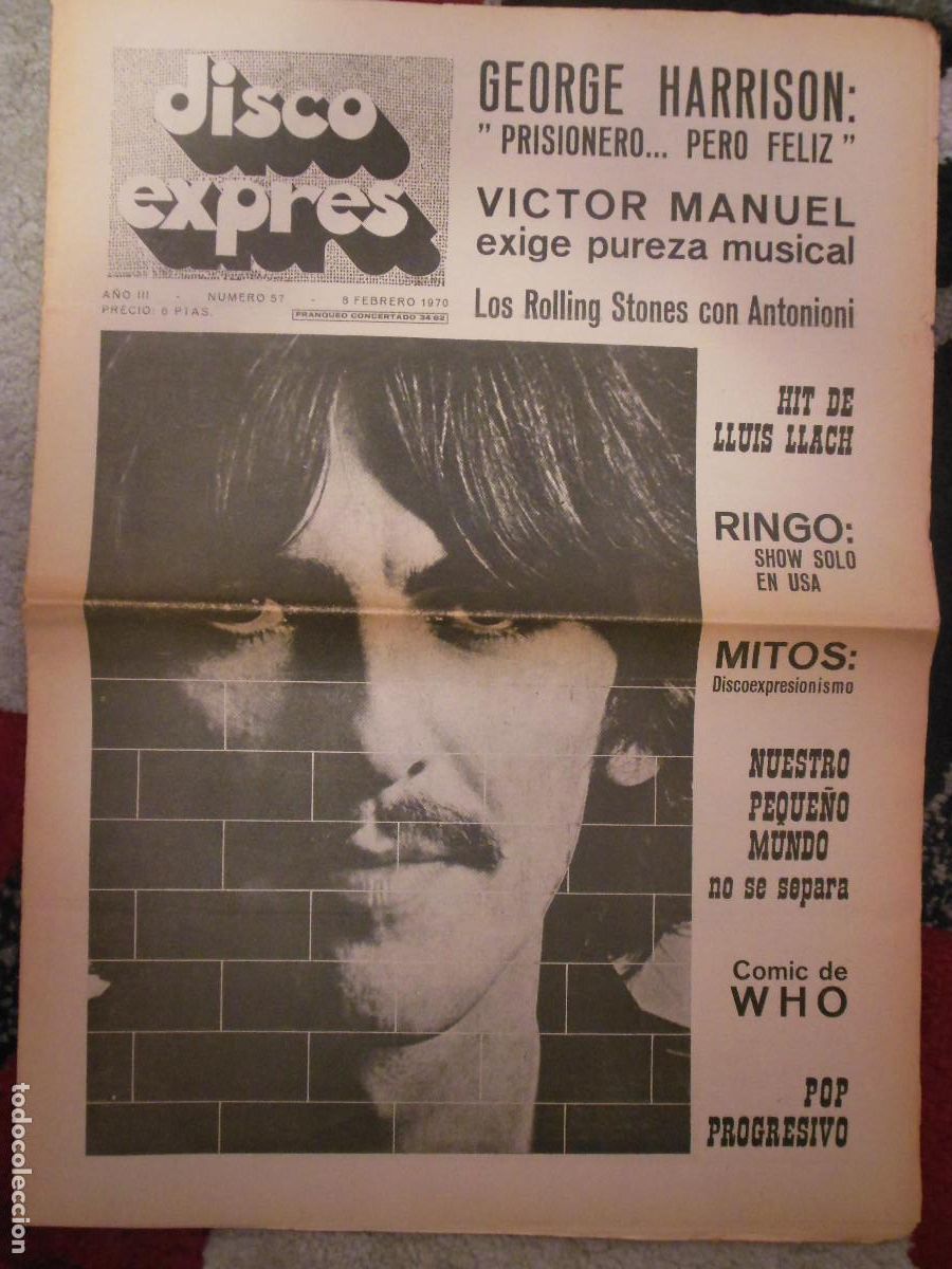 Revistas de m&uacute;sica: REVISTA DISCO EXPRES N&ordm; 57 THE BEATLES ROLLING STONES WHO VICTOR MANUEL FORMULA V 1970 MUSICA