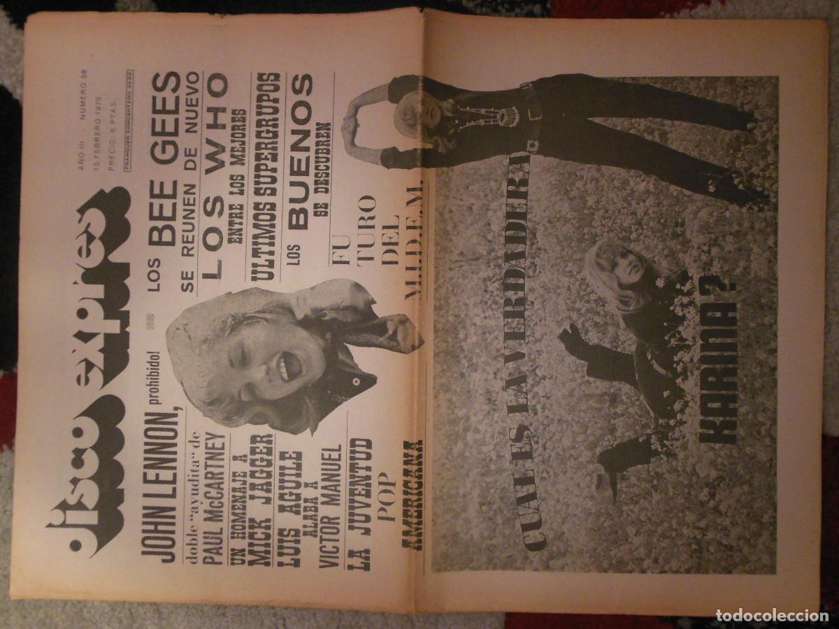 Revistas de m&uacute;sica: REVISTA DISCO EXPRES N&ordm; 58 THE BEATLES ROLLING STONES WHO LUIS AGUILE KARINA RAPHAEL 1970 MUSICA