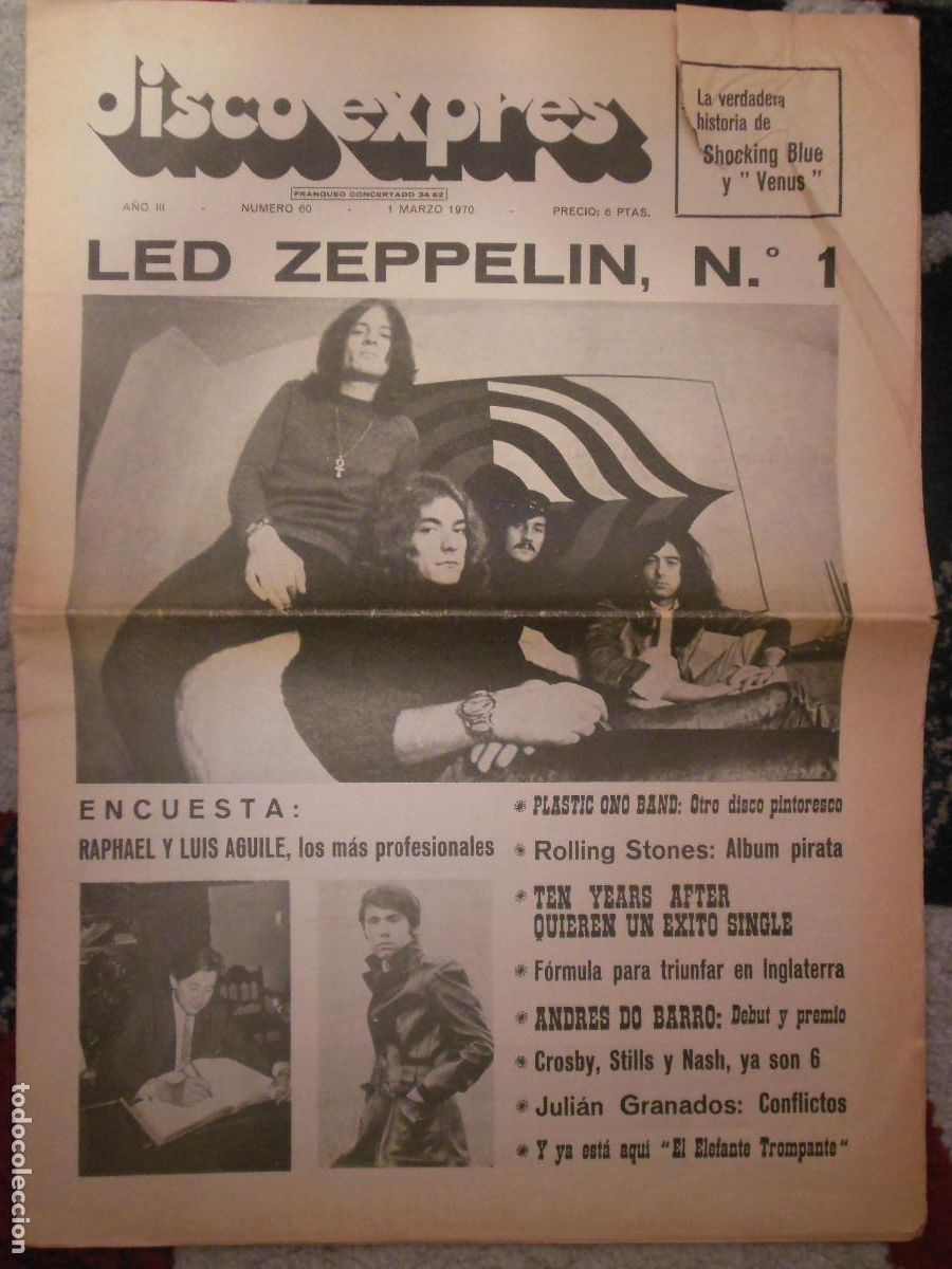 Revistas de m&uacute;sica: REVISTA DISCO EXPRES N&ordm; 60 THE BEATLES ROLLING STONES NINO BRAVO LED ZEPPELIN RAPHAEL 1970 MUSICA