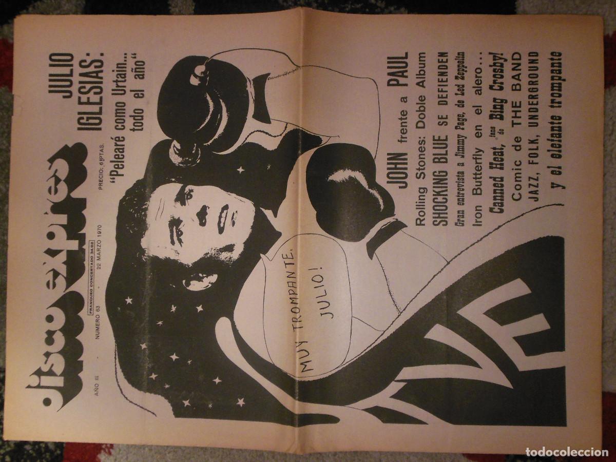 Revistas de m&uacute;sica: REVISTA DISCO EXPRES N&ordm; 63 THE BEATLES ROLLING STONES BAND JULIO IGLESIAS IRON BUTTERFLY 1970 MUSICA