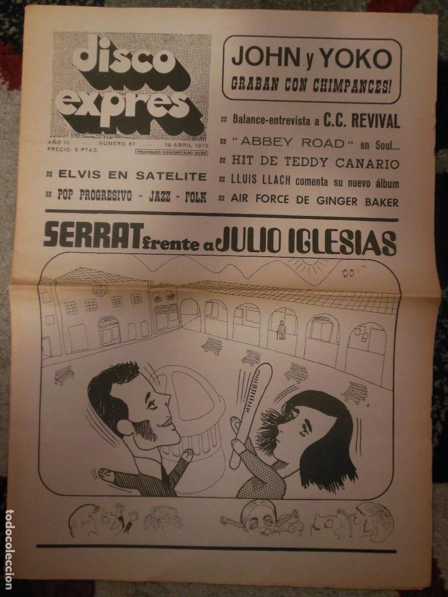 Revistas de m&uacute;sica: REVISTA DISCO EXPRES N&ordm; 67 THE BEATLES WOODSTOCK ELVIS PRESLEY SERRAT JULIO IGLESIAS NICE 1970 MUSIC