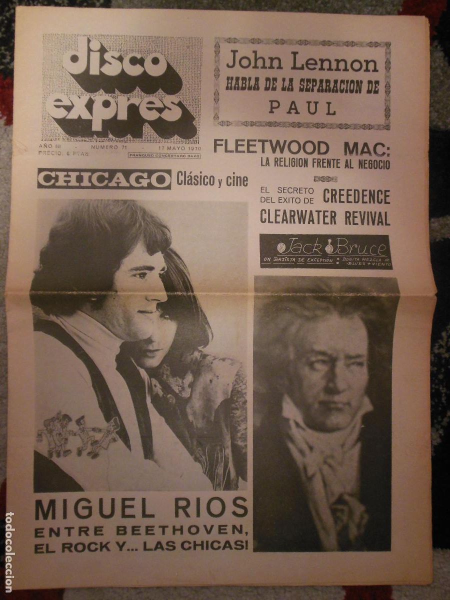 Revistas de m&uacute;sica: REVISTA DISCO EXPRES N&ordm; 71 THE BEATLES MIGUEL RIOS FLLETWOOD MAC CREEDENCE BUKKA WHITE DYLAN 1970