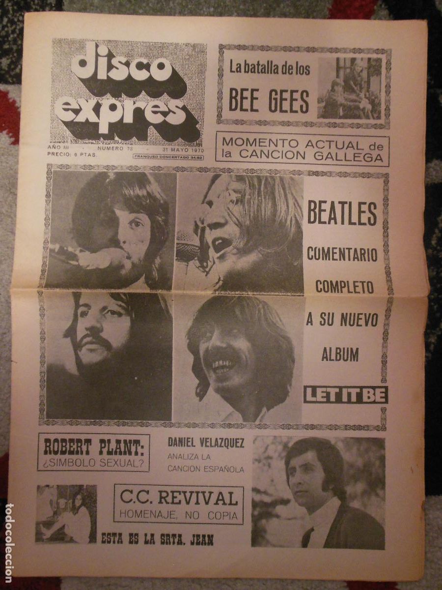 Revistas de m&uacute;sica: REVISTA DISCO EXPRES N&ordm; 73 THE BEATLES RAPHAEL BEE GEES ROBERT PLANT LOS MOOD'S EVOLUTION 1970