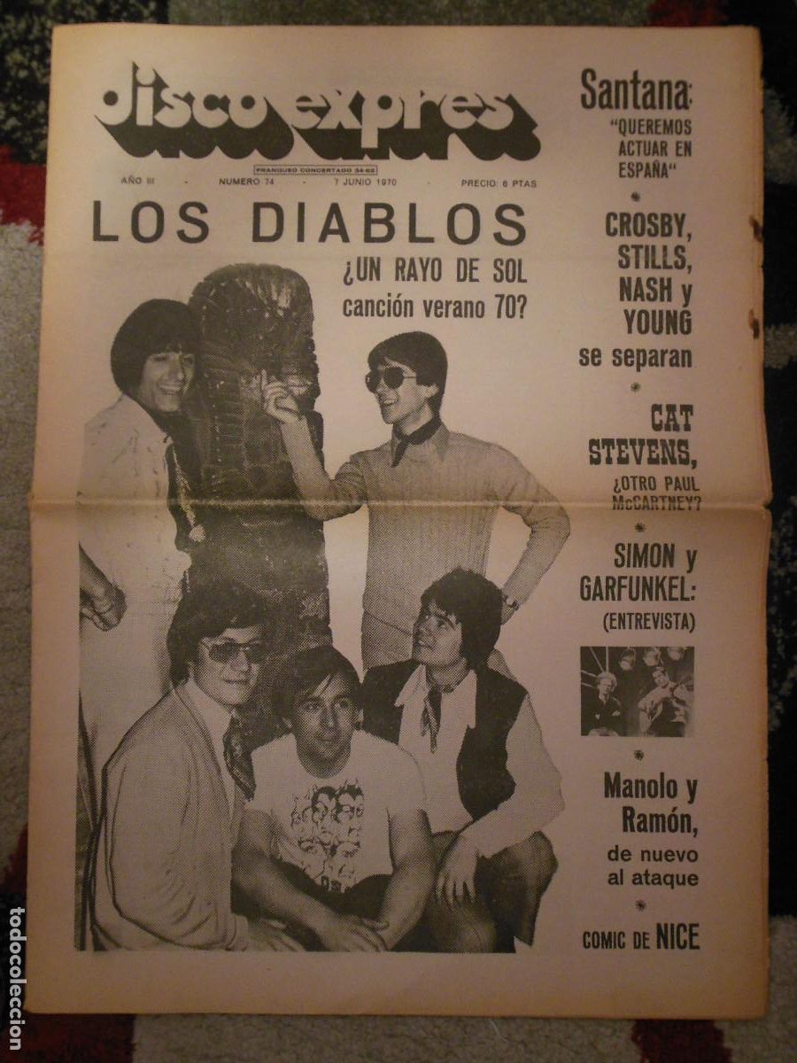 Revistas de m&uacute;sica: REVISTA DISCO EXPRES N&ordm; 74 THE BEATLES ROLLING STONES LOS DIABLOS SANTANA DUO DINAMICO NICE 1970